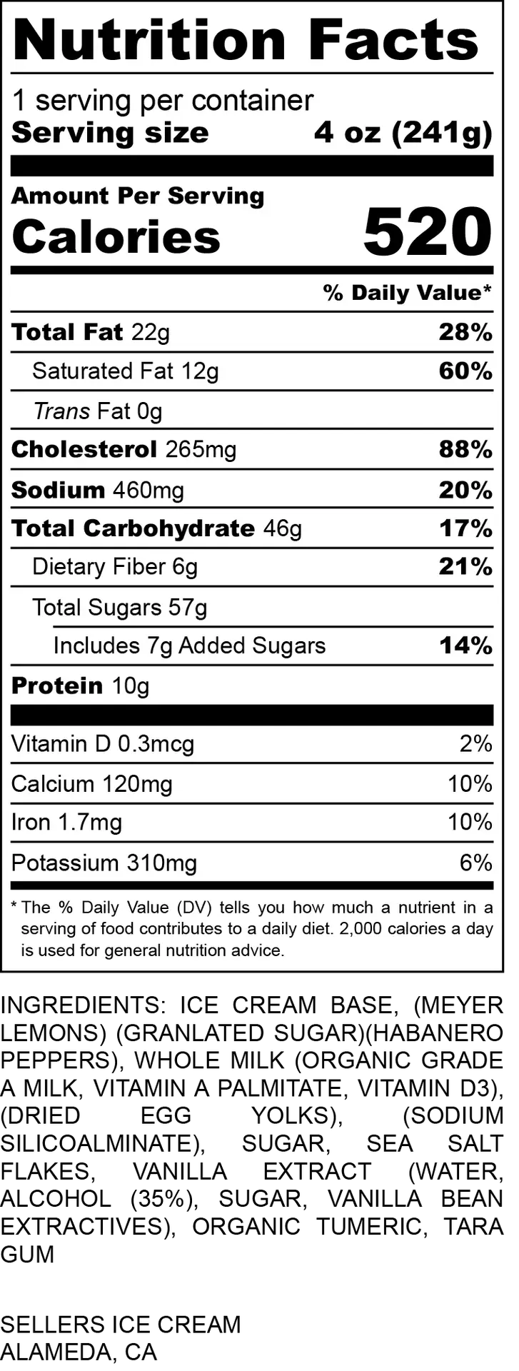 Atomic Lemon Nutritional Info