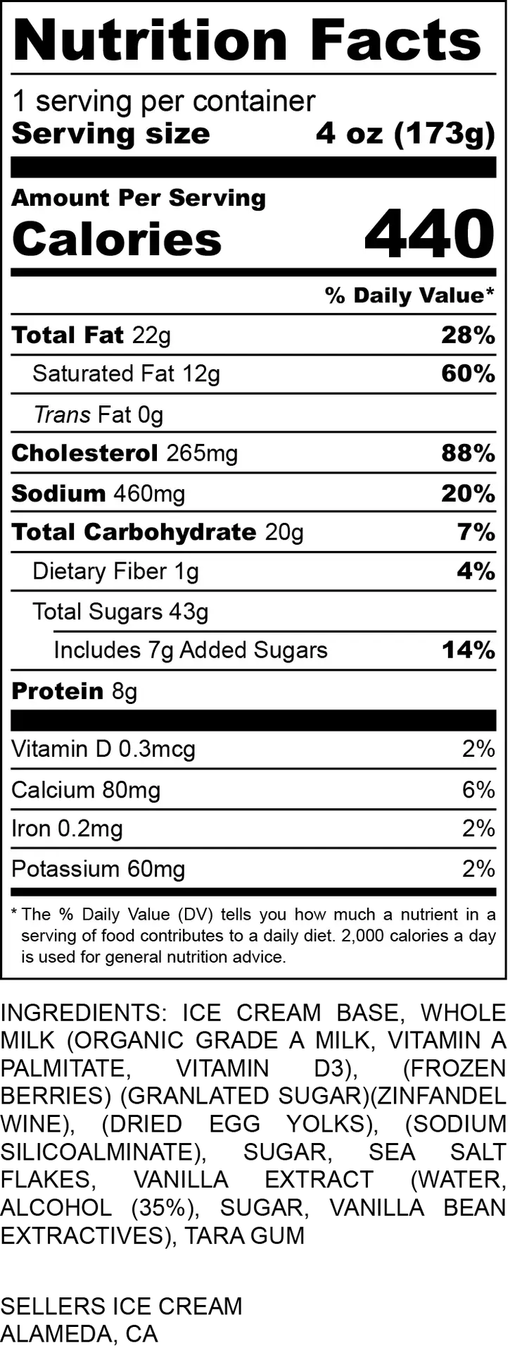 Berry Zinful Nutritional information